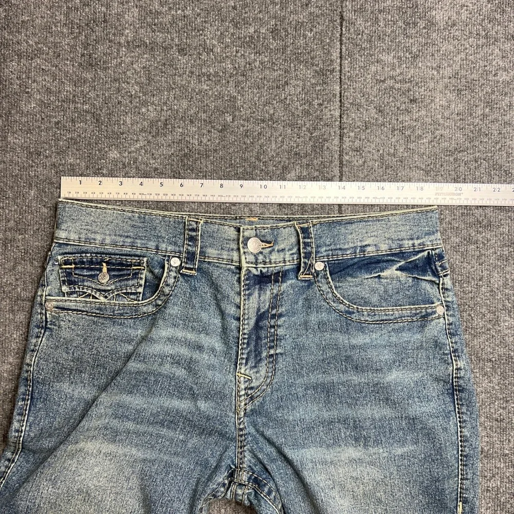 True Religion Mens 36 Geno Big T Flap Slim Jeans Light Wash Blue‎ 70219N30R1